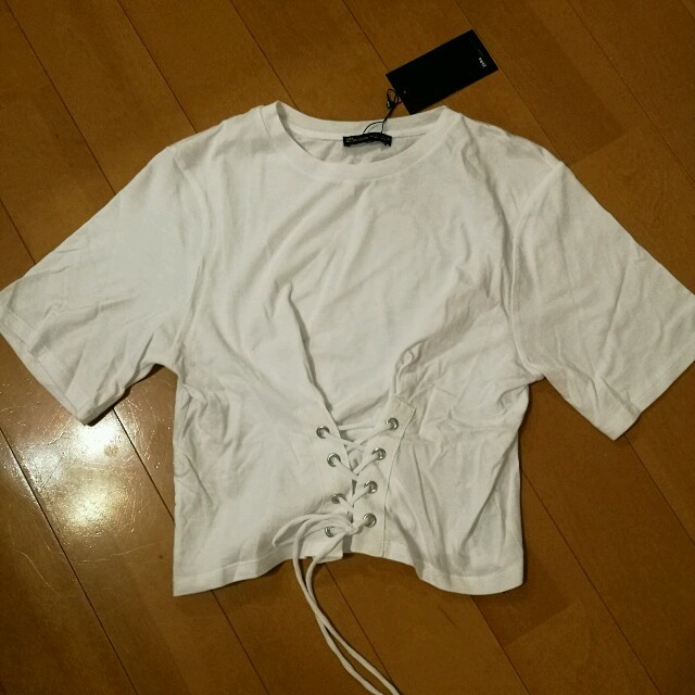 ZARA(ザラ)のザラ新作 コルセットデザインTシャツ レディースのトップス(Tシャツ(半袖/袖なし))の商品写真