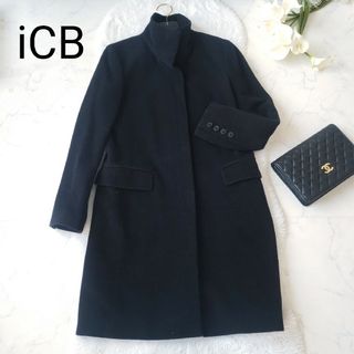 496 【高級】iCB アイシービー アンゴラ40% ステンカラーコート 9