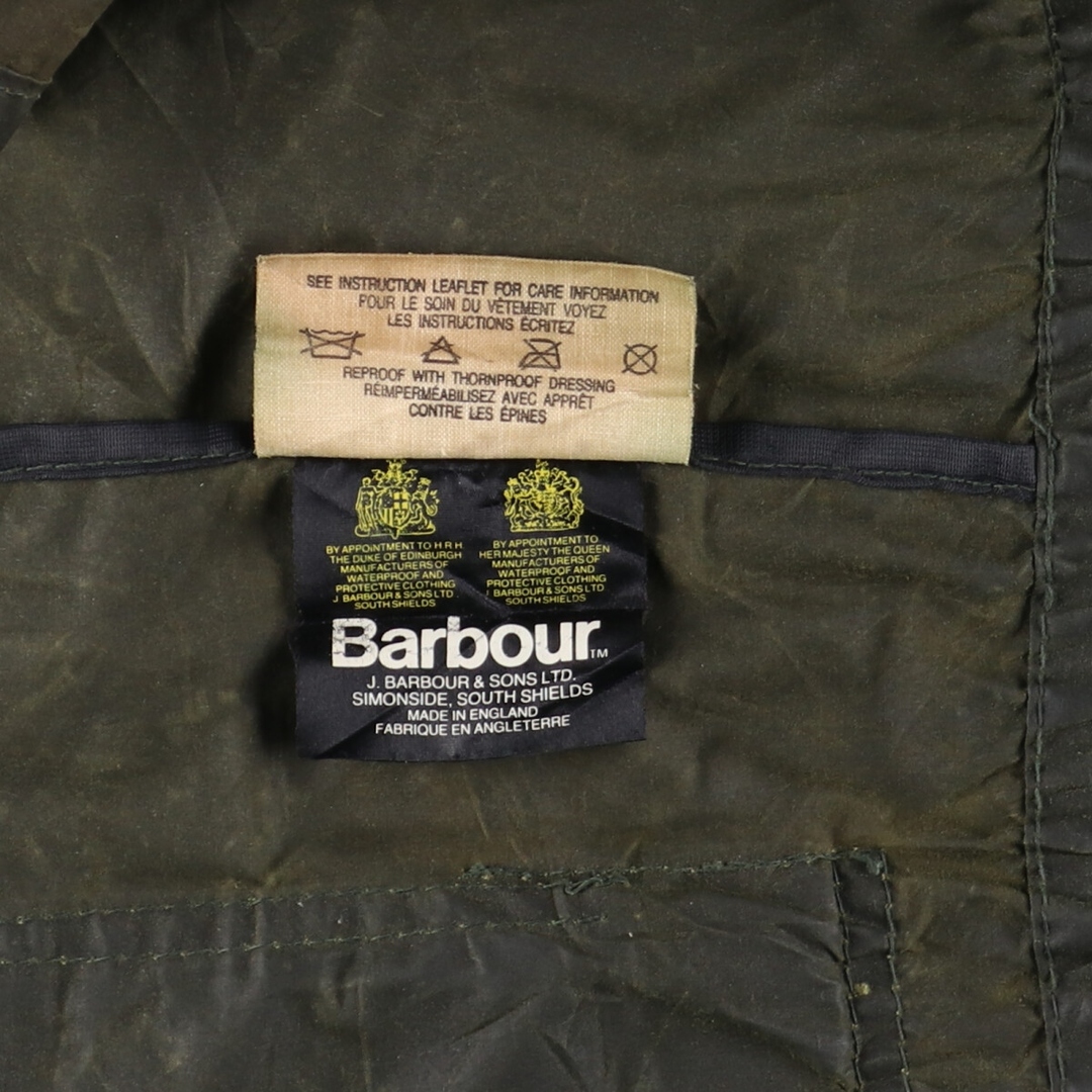 古着 80年代 バブアー Barbour DURHAM ダーハム 2ワラント ワックスコットン オイルドジャケット C36 メンズS ヴィンテージ  /eaa385143