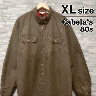 アートヴィンテージ(ART VINTAGE)のCabelas　シャツ　長袖　USA製　ヘビー　カーキ　ブラウン　古着　80s(シャツ)