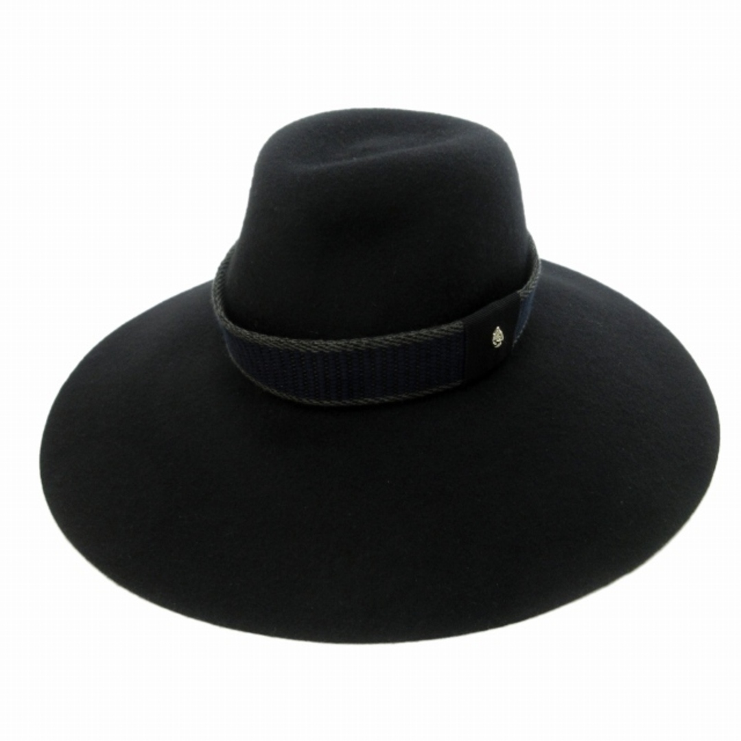 ヘレンカミンスキー 美品 ウールハット つば広帽子 LINN ロゴ 装飾 黒