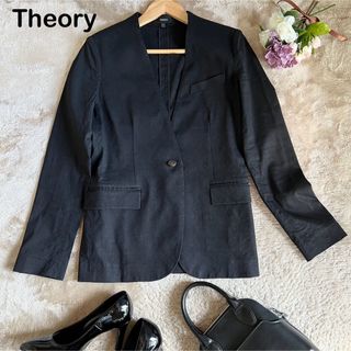 ほぼ未使用 Theory luxe 黒 麻ジャケット-