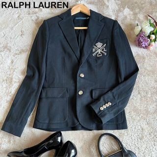 ラルフローレン(Ralph Lauren)のラルフローレン　テーラードジャケット　黒　エンブレム　銀ボタン　S　刺繍(テーラードジャケット)