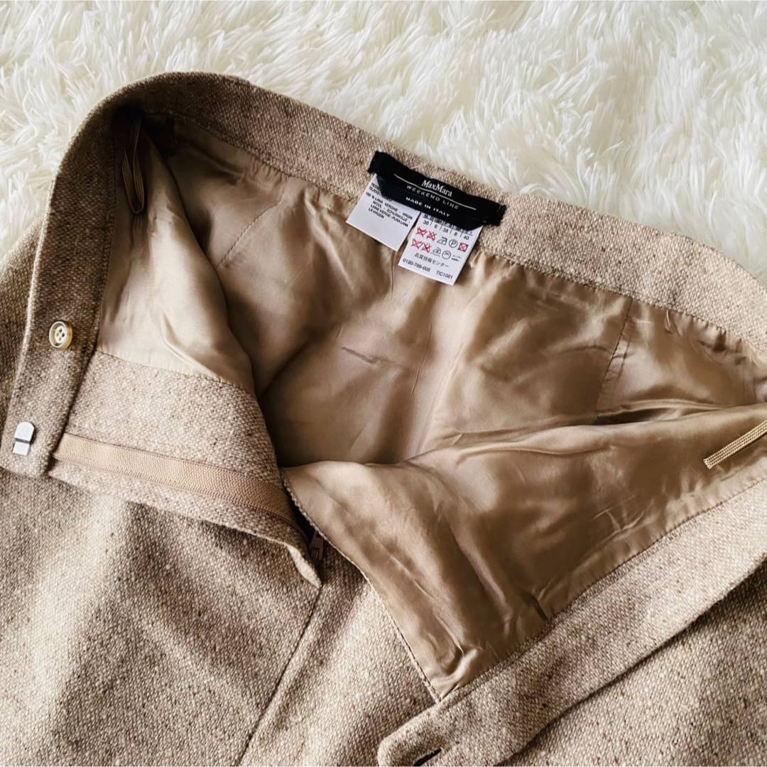 【美品✨】Max Mara　最高級白タグ　ツイードカーディガン　ロープベルト