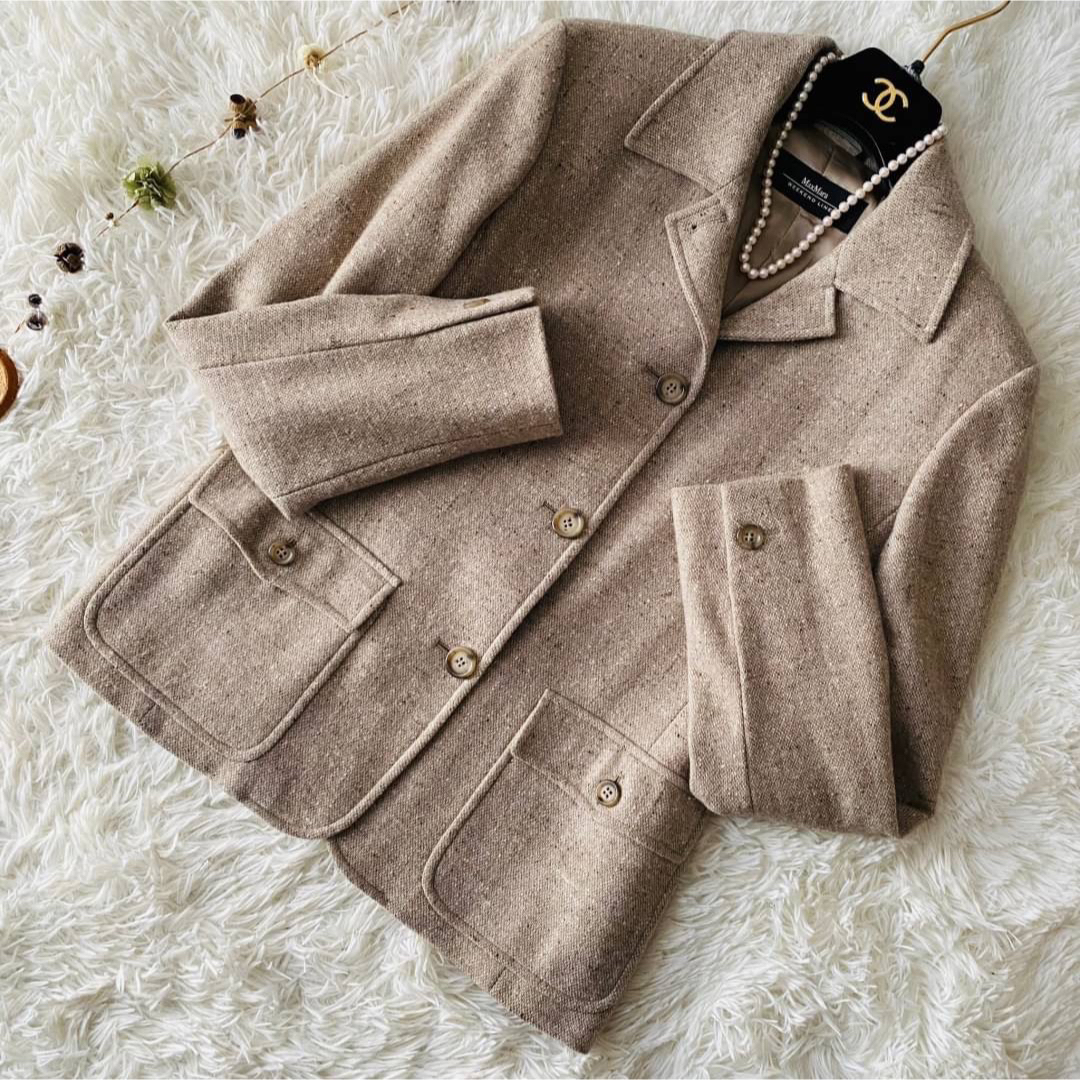 【美品✨】Max Mara　最高級白タグ　ツイードカーディガン　ロープベルト