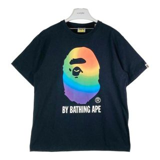 アベイシングエイプ(A BATHING APE)の★A BATHING APE アベイシングエイプ レインボー柄 Tシャツ ブラック sizeL(Tシャツ/カットソー(半袖/袖なし))