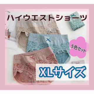 5枚セット XL ハイウエストショーツ 通気性 ストレッチ 温活  深履き (ショーツ)