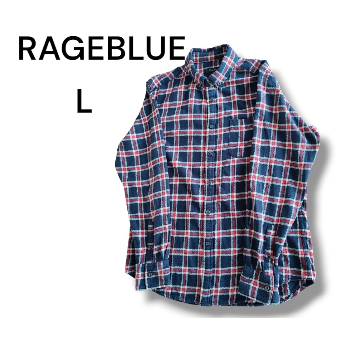 RAGEBLUE(レイジブルー)の【RAGEBLUE】レイジブルー 長袖シャツ チェック 綿100% L メンズのトップス(シャツ)の商品写真