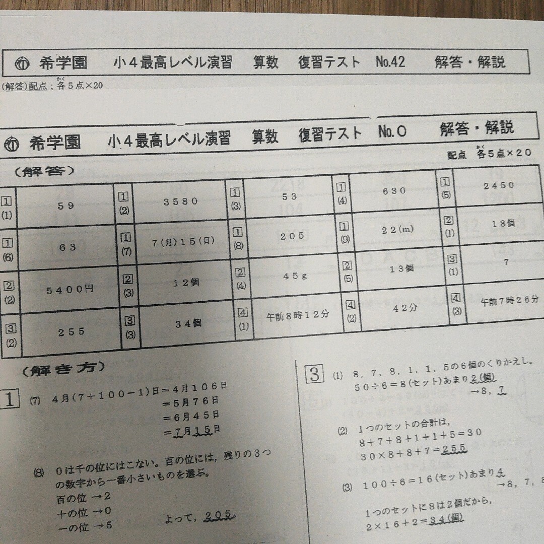 希学園 小2 最高レベル演習 算数 復習テスト No.0~No.42 1年間分 灘 希学園 小2 最高レベル演習 算数 復習テスト No.0~No.42 1年間分 灘