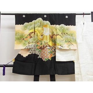 平和屋1■男の子　祝着　産着　初着　長襦袢セット　のしめ　お宮詣り　刺繍　鷹　吉祥枝松文　金彩　逸品　ze6514(お宮参り用品)