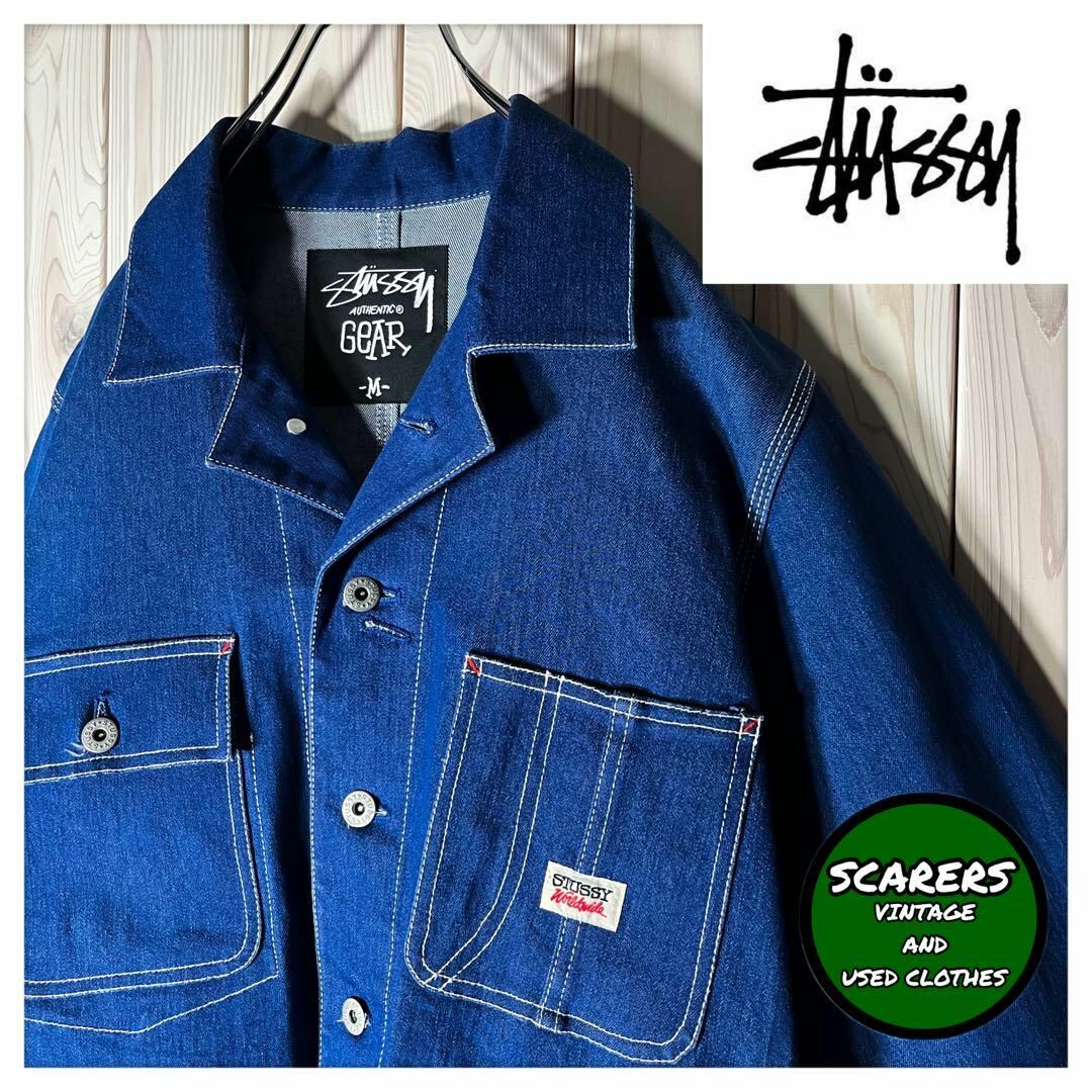 【50sデザイン M】ステューシー stussy 刺繍ロゴ デニム カバーオール | フリマアプリ ラクマ