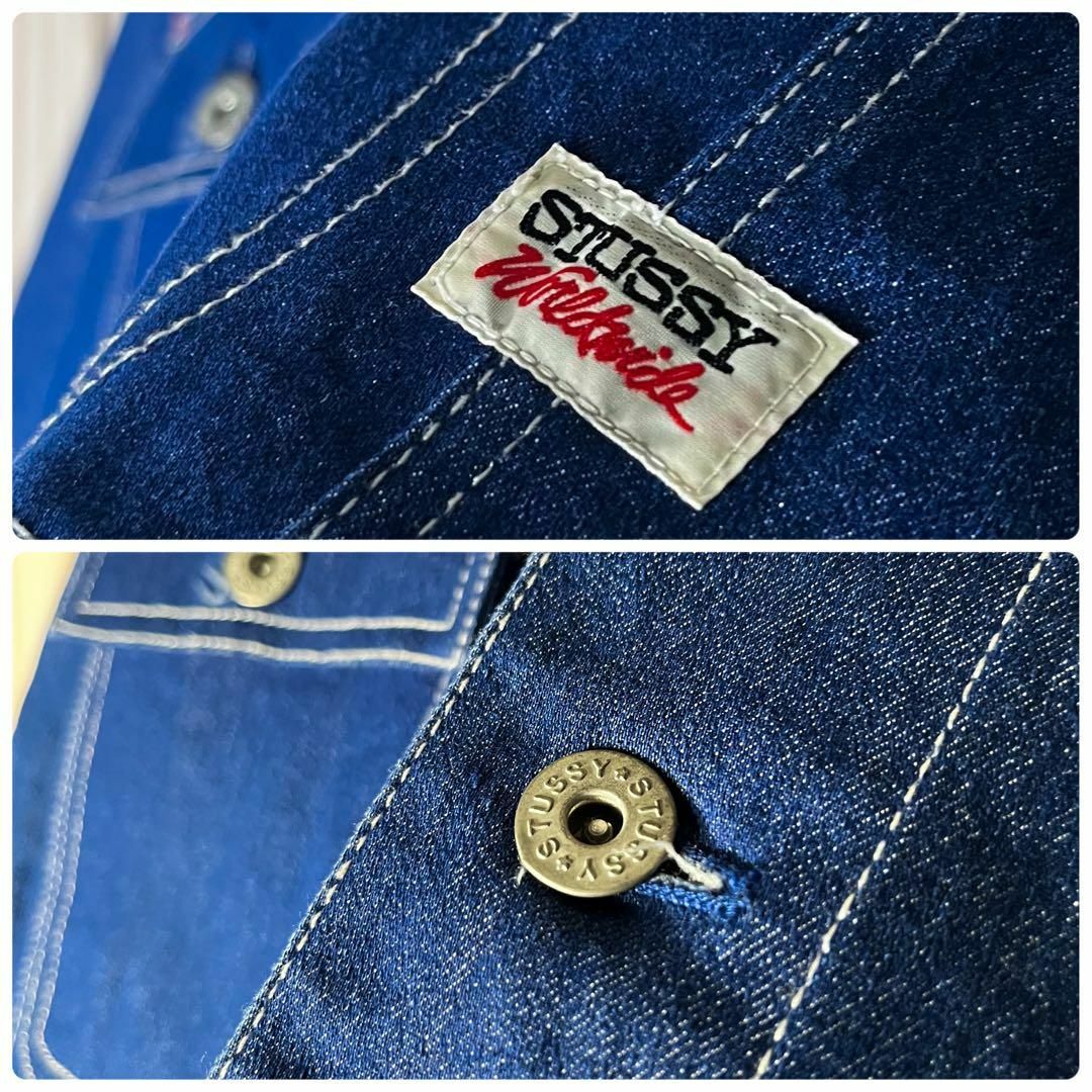 【50sデザイン M】ステューシー stussy 刺繍ロゴ デニム カバーオール