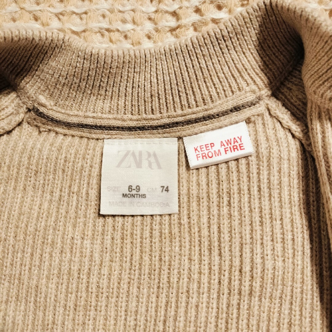 ZARA KIDS(ザラキッズ)のZARA  ニットカーディガン　コットン　80cm キッズ/ベビー/マタニティのベビー服(~85cm)(カーディガン/ボレロ)の商品写真