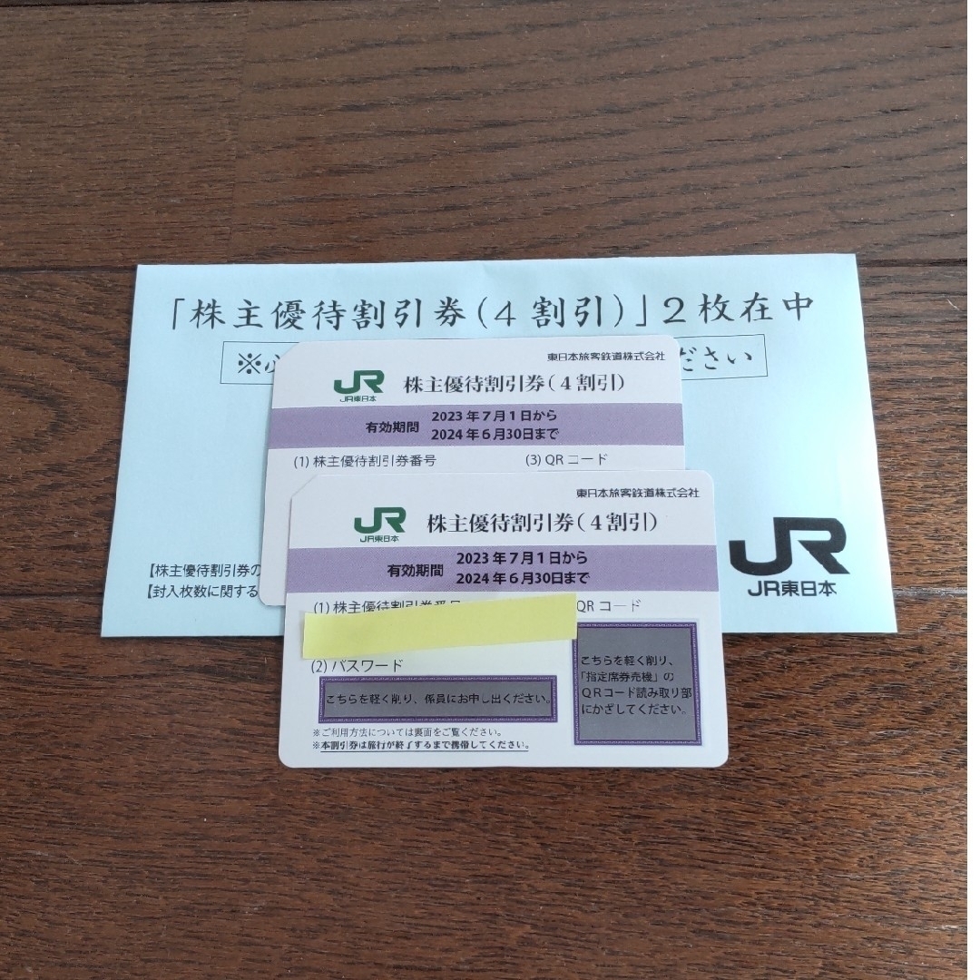 JR東日本　株主優待割引券　2枚　匿名配送
