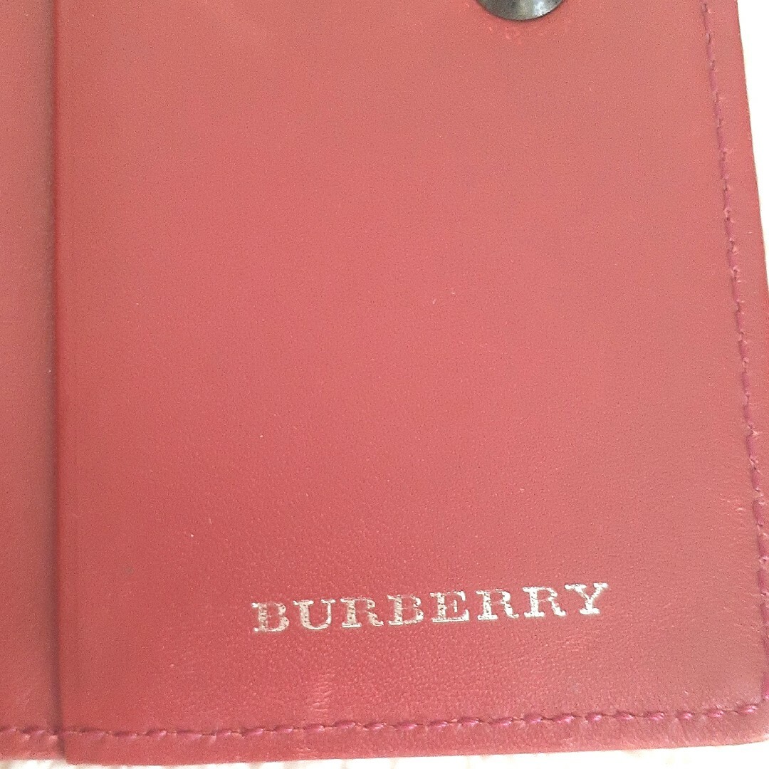 【希少】BURBERRY　バーバリー　二つ折り財布　がま口　レッド　赤