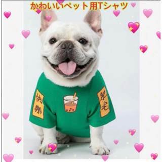 かわいいペット用Tシャツ タピオカ　 Green Milk Tea　Lサイズ(その他)