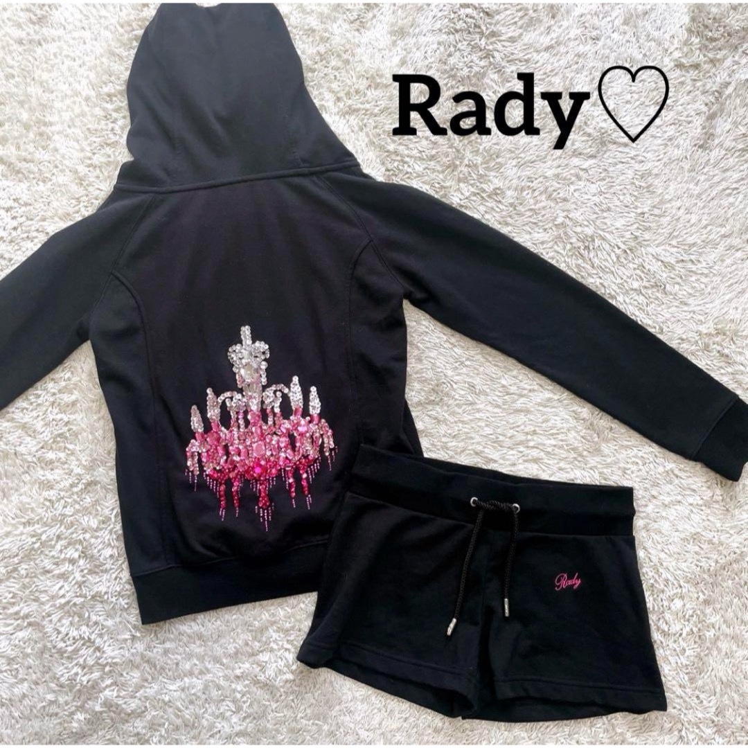 Rady♡レディー セットアップ シャンデリア パーカー ショートパンツ 黒 | フリマアプリ ラクマ