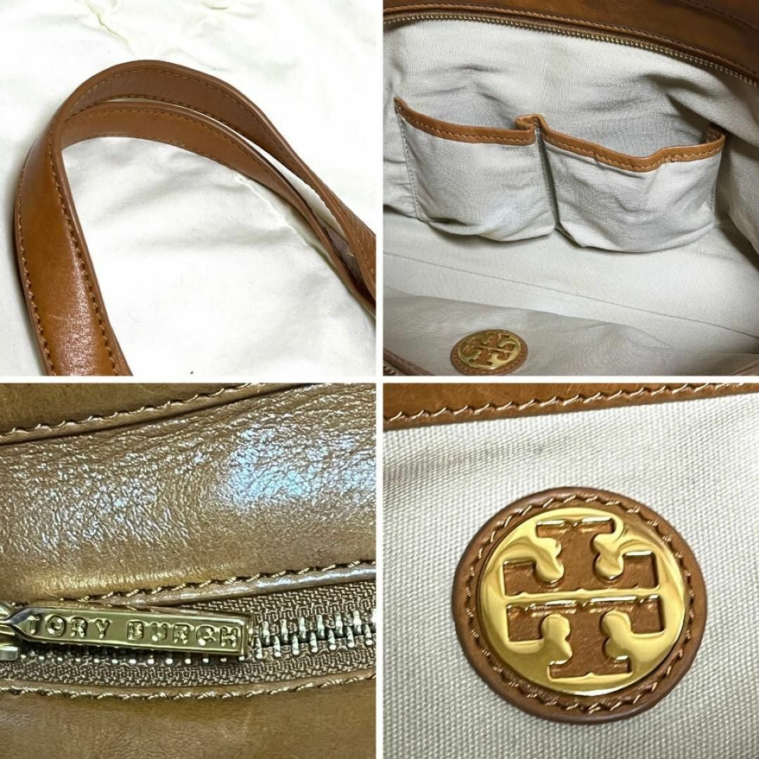 Tory Burch(トリーバーチ)の【美品】トリーバーチ　トートバッグ　オールレザー　 デカロゴ　ステッチ レディースのバッグ(トートバッグ)の商品写真