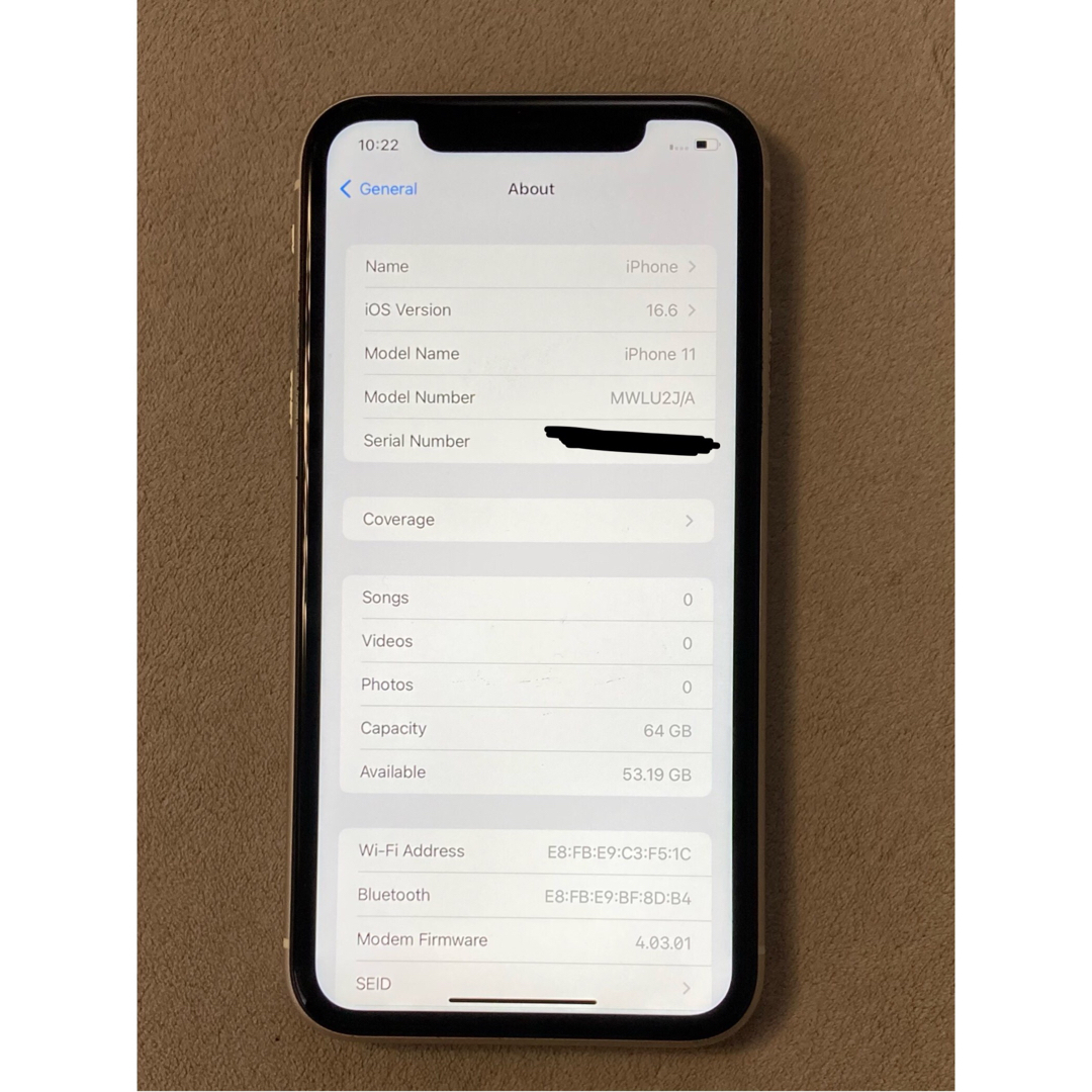 iPhone 11 ホワイト 64 GB SIMフリー