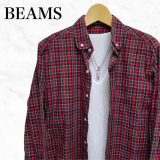 ビームス(BEAMS)のBEAMS チェックシャツ　長袖シャツ　日本製　カジュアルシャツ　赤　レッド(シャツ)