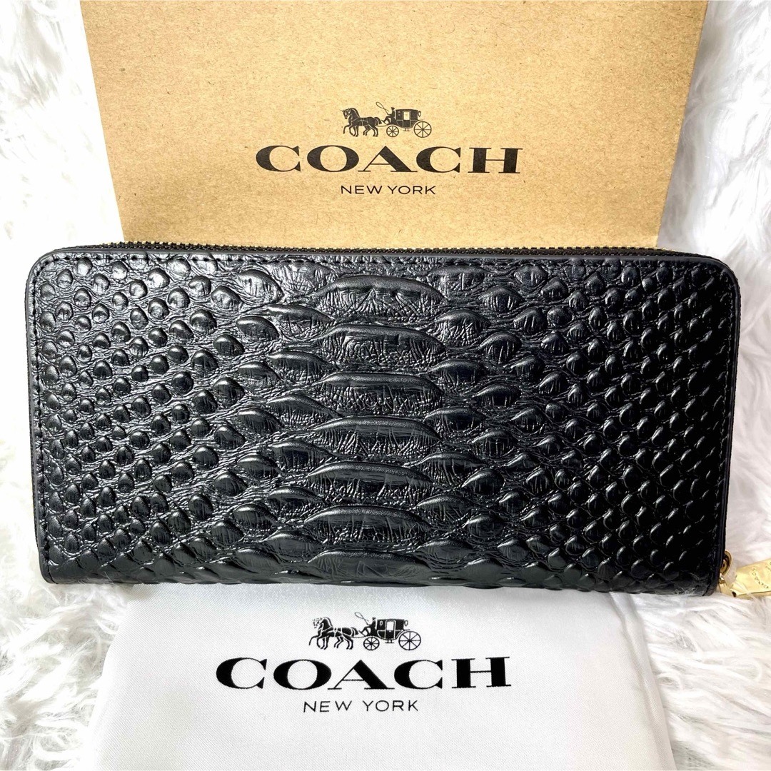 COACH コーチ　エンボスドスネークレザー 長財布 F53659 [ブラック]