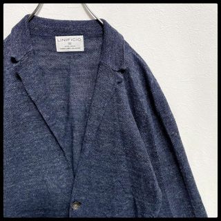 ユナイテッドアローズグリーンレーベルリラクシング(UNITED ARROWS green label relaxing)のLINIFICI　グリーンレーベルリラクシング　ニットジャケット　ブルー系　M(カーディガン)