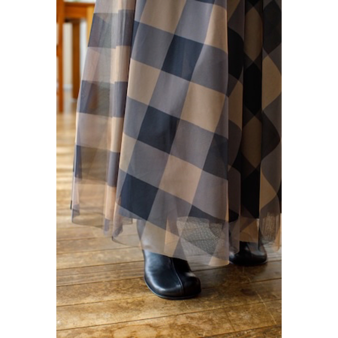 ブルレア❤️ブロックチェックチュールスカートLONG レディースのスカート(ロングスカート)の商品写真
