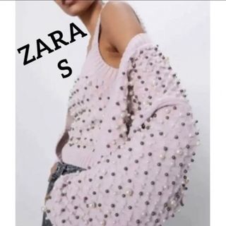 ザラ(ZARA)のパール付きニットカーディガン(カーディガン)