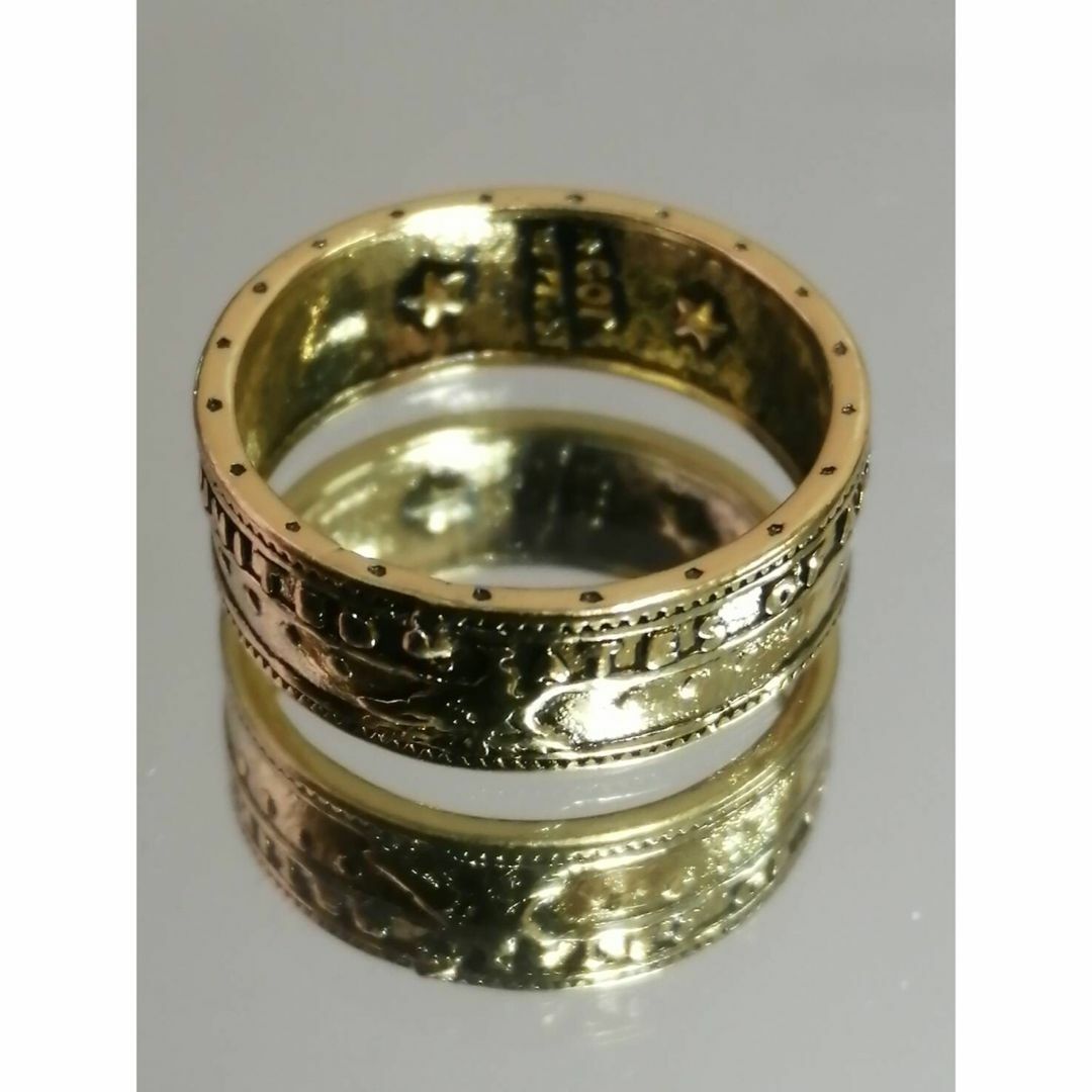 【A110】リング　メンズ　指輪　ゴールド　オオカミ　ウルフ　20号 メンズのアクセサリー(リング(指輪))の商品写真