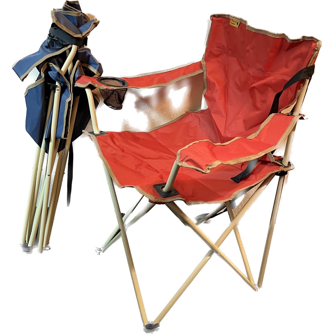 アームチェアー キャンプチェア 折り畳み椅子2脚セット レッド&ブルー スポーツ/アウトドアのアウトドア(テーブル/チェア)の商品写真