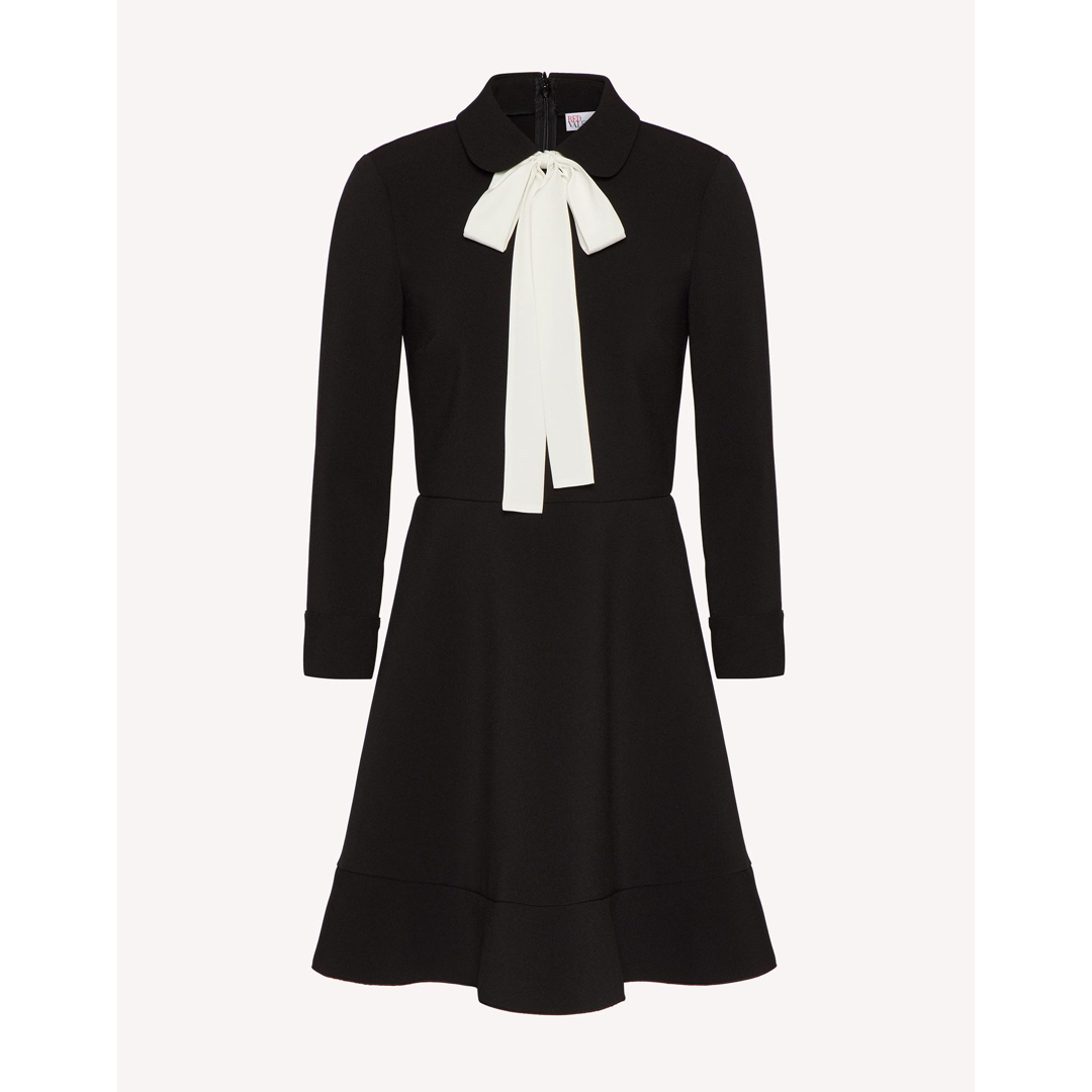 RED VALENTINO ワンピース ブラック ホワイトリボン-