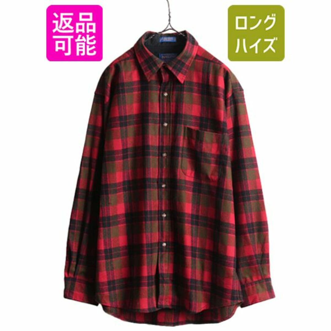 90s ペンドルトン チェック 長袖 ウール シャツ L LODGE SHIRT メンズのトップス(シャツ)の商品写真