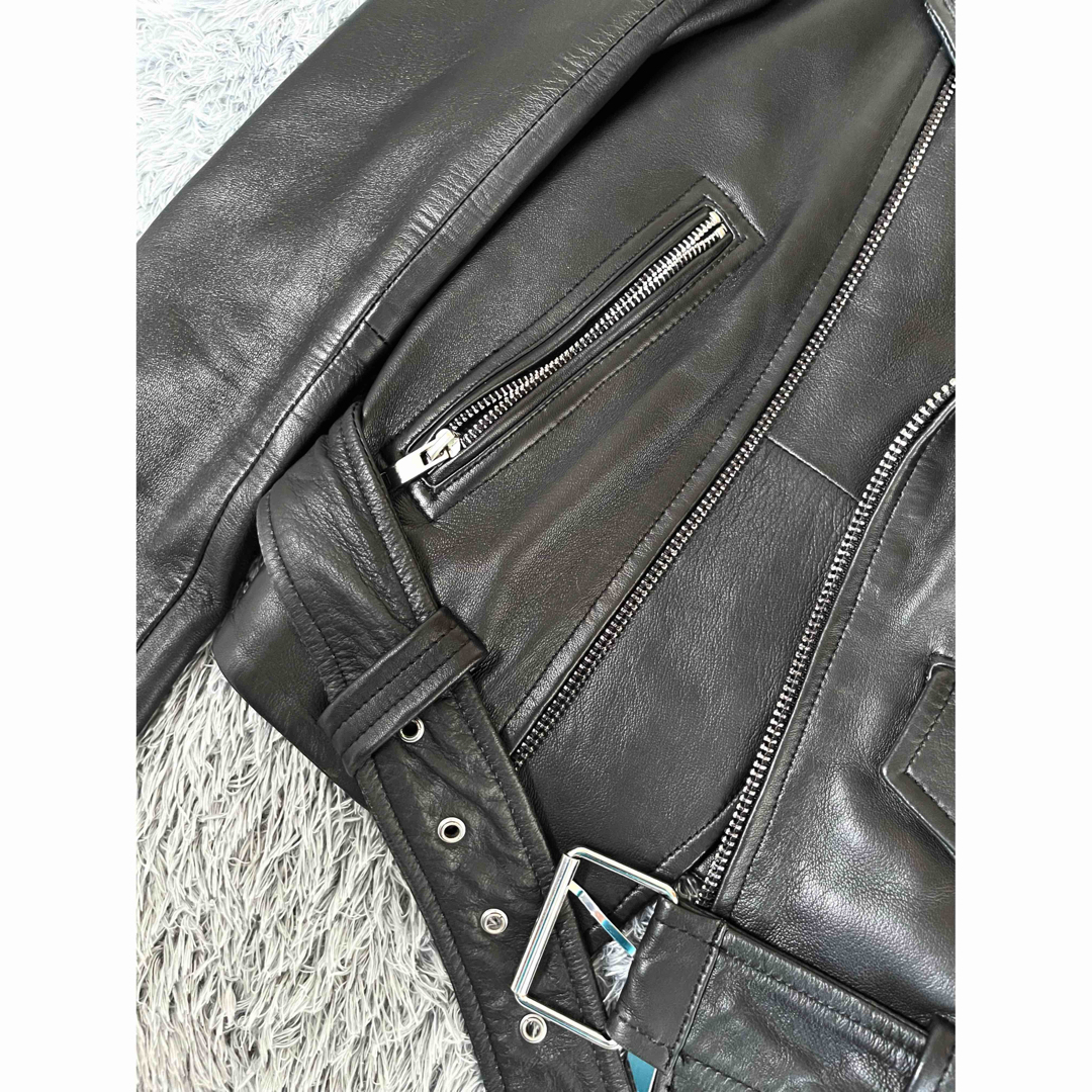 超美品!ZARA シープレザー 羊革 ダブルライダーズジャケット