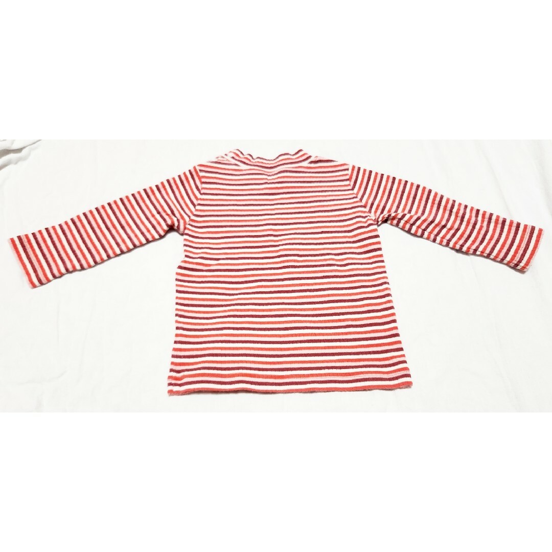 UNIQLO(ユニクロ)のユニクロ　リブハイネックTシャツ長袖　マルチボーダー　80サイズ キッズ/ベビー/マタニティのベビー服(~85cm)(Ｔシャツ)の商品写真