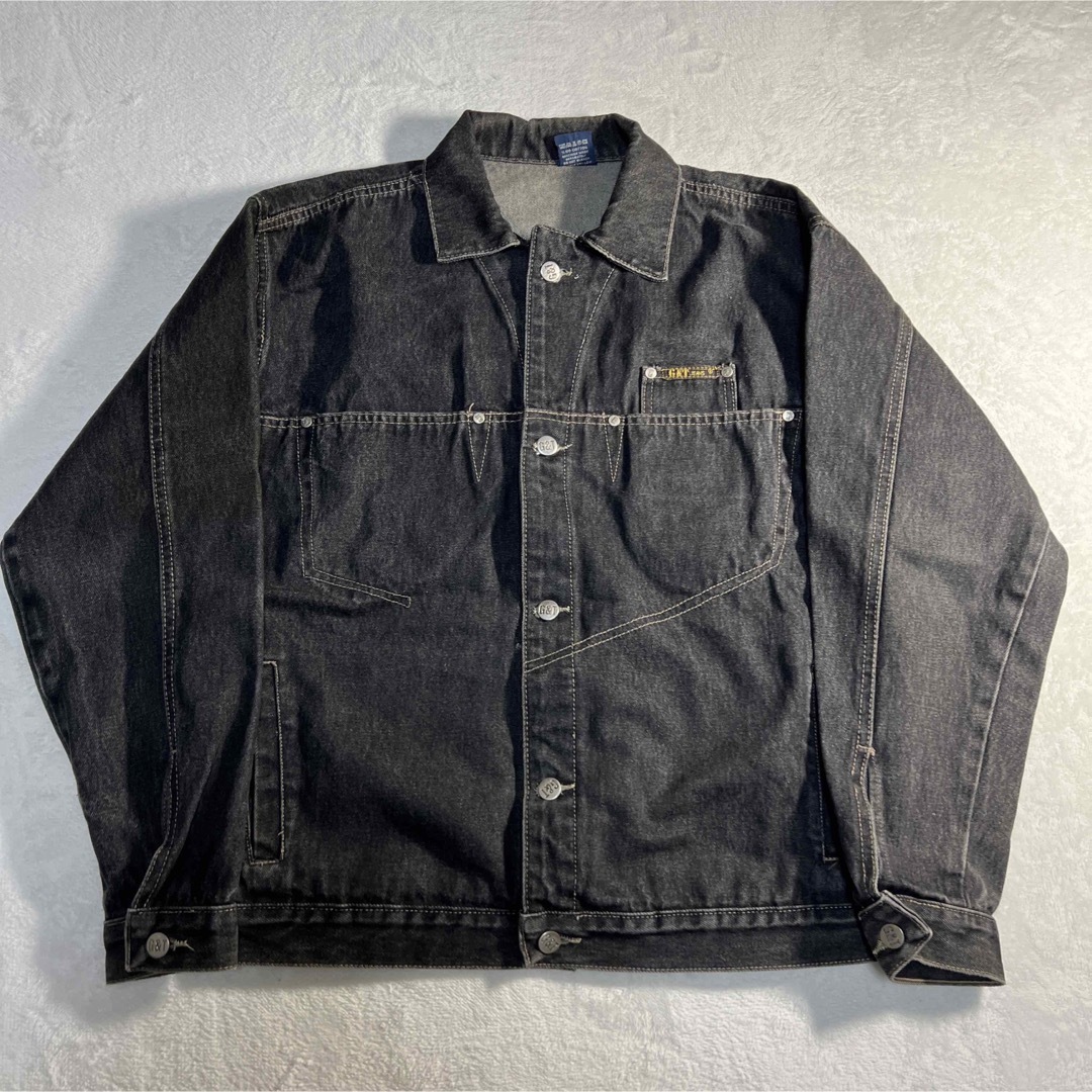 90's old vintage black denim jacket y2k