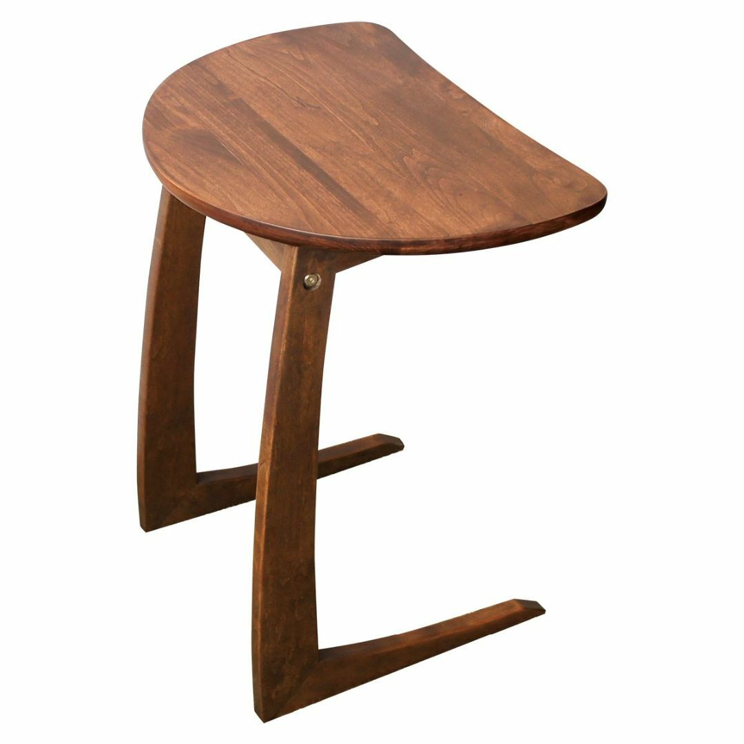 【色: ブラウン】クーパーFS サイドテーブル ナイトテーブル 半円テーブル 木