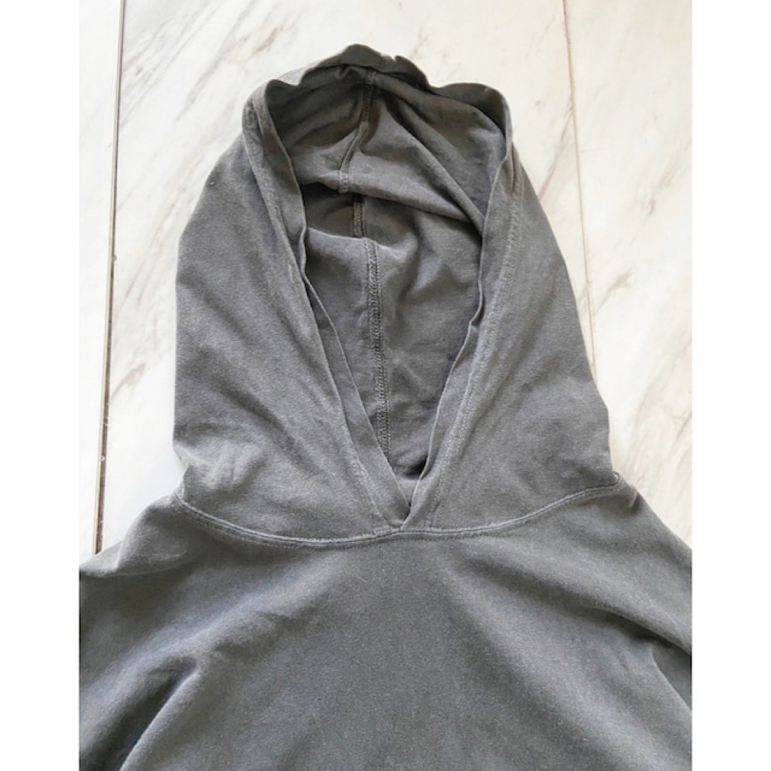 珍品 オーバーダイ ダークグレー カットソー地 パーカー ロンt 長袖 tシャツ