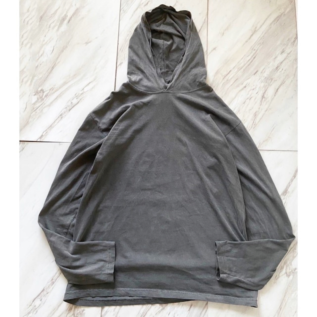 珍品 オーバーダイ ダークグレー カットソー地 パーカー ロンt 長袖 tシャツ | フリマアプリ ラクマ