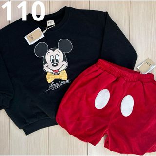 ディズニー(Disney)の【Disney】ミッキー なりきり トレーナー☆パンツ リトシー セット 110(Tシャツ/カットソー)