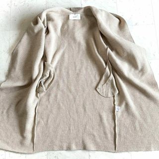 美品☆アダワス   ニット フードロングカーディガン ゆったり ショールカラー