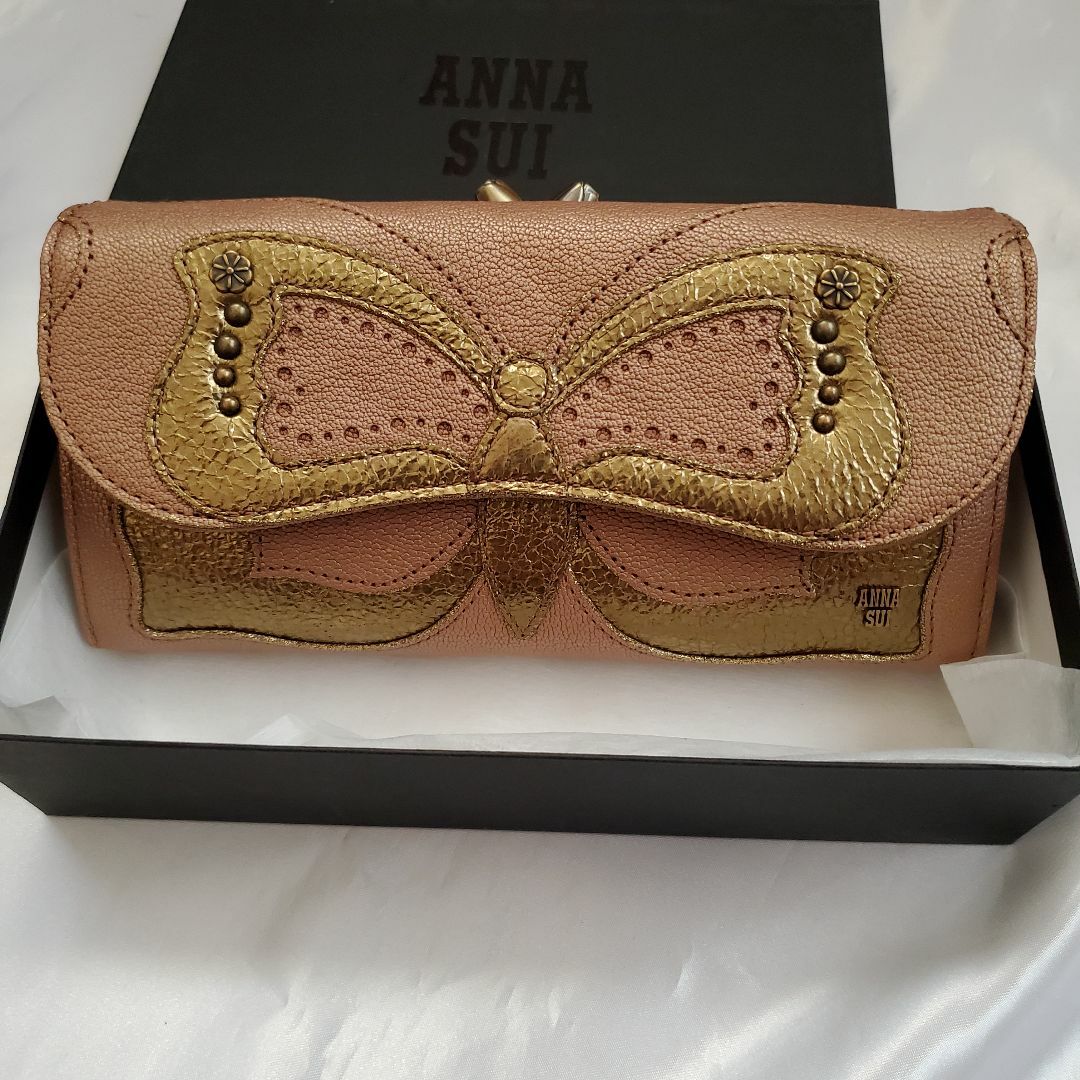 ブロンズ アナスイ ガマ口 長財布 ビッグバタフライ ANNA SUI 新品