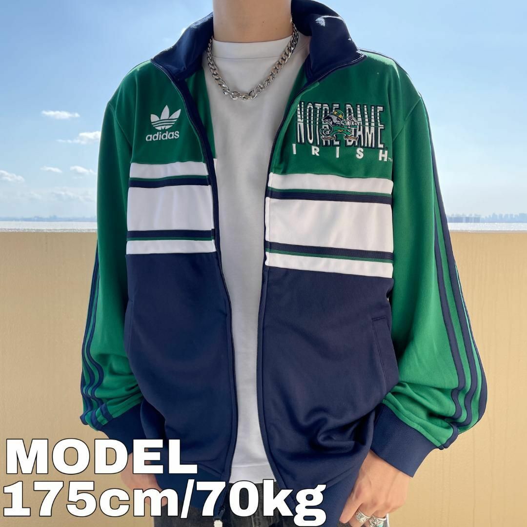 【激レアカラー 入手困難】adidas ジャージ L バイカラー 緑 紺