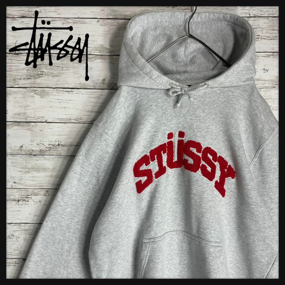 STUSSY - 【希少デザイン】ステューシー パーカー センターパイルロゴ