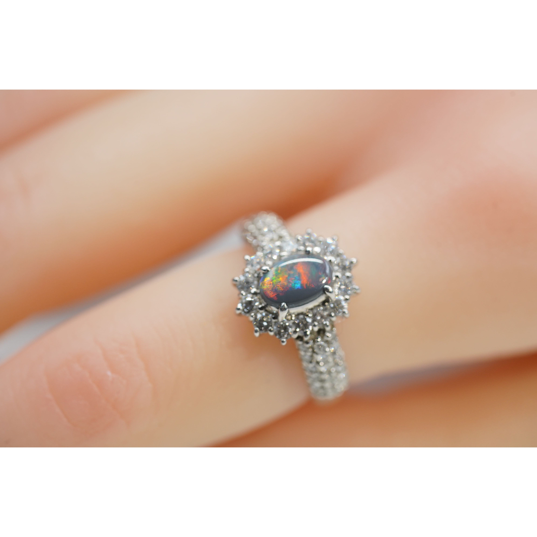 Pt900 ブラックオパール ダイヤモンド リング しつこい 0.73ct Pt900 ブラックオパール ダイヤモンド リング しつこい 0.73ct