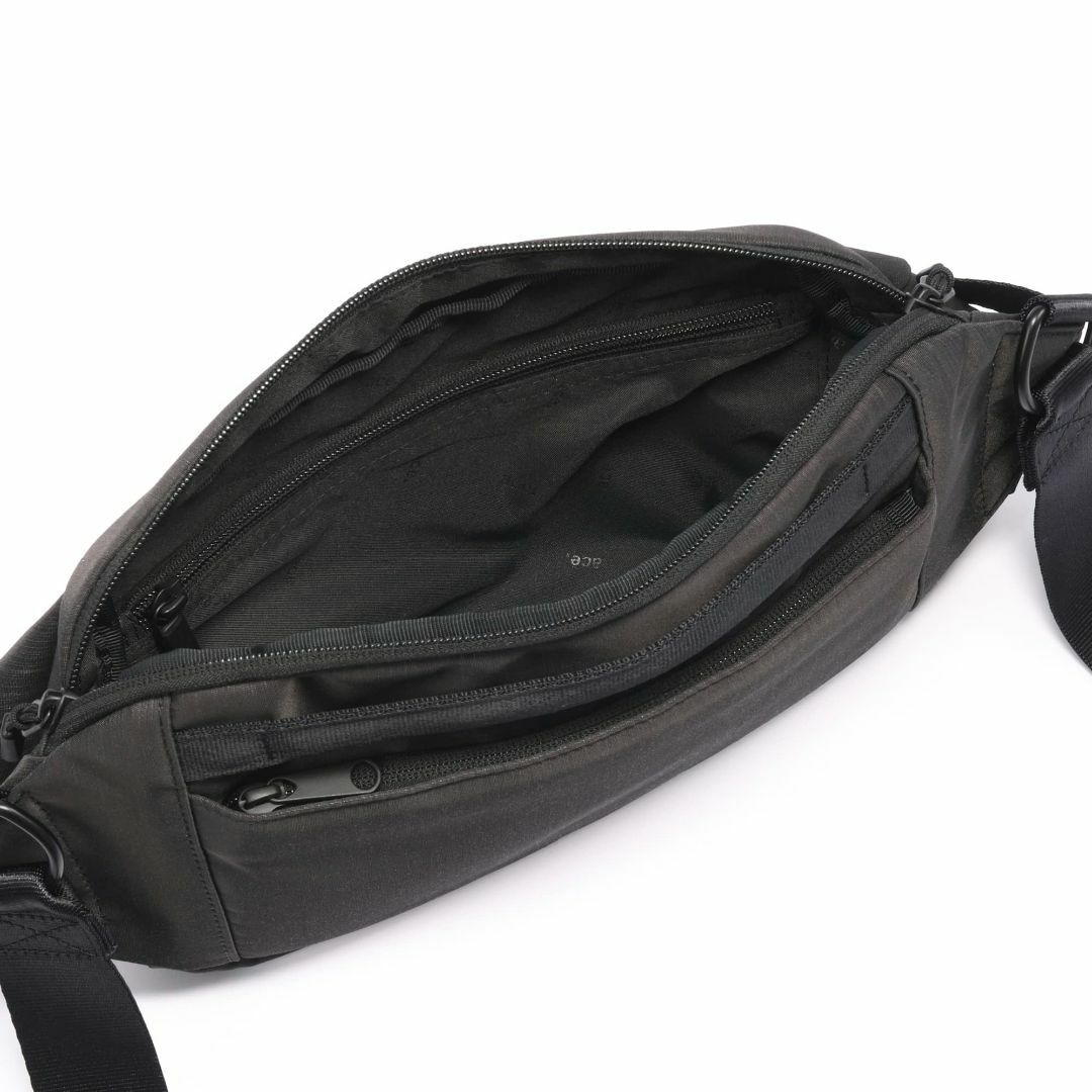 【色: ブラック】エースジーン ボディバッグ 容量が拡張するスリングバッグ 8.
