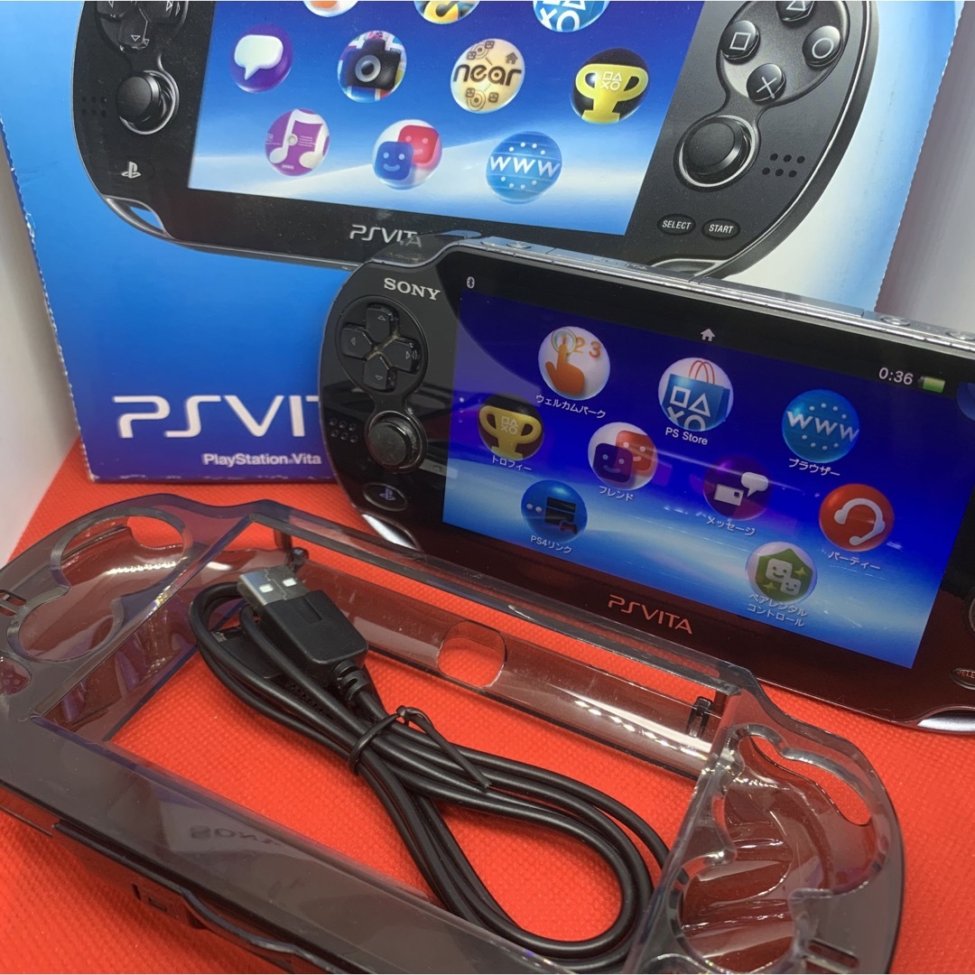 PlayStation Vita(プレイステーションヴィータ)のPSVita1000 有機EL+おまけ○不具合なし エンタメ/ホビーのゲームソフト/ゲーム機本体(携帯用ゲーム機本体)の商品写真