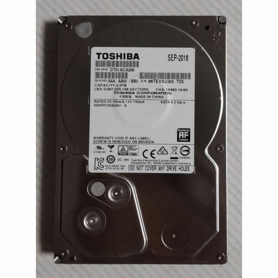 東芝 - DIGA 2TB増量修理交換用HDD DMR-XP,XW,BR,BW各品番用の通販 by