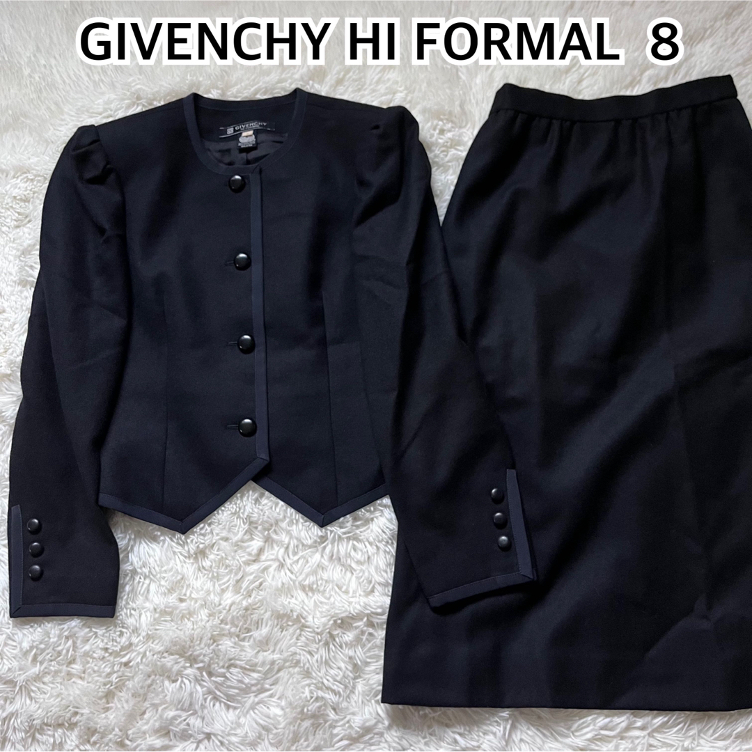 GIVENCHY  　上品ノーカラージャケット　スカート　セットアップ　黒　8