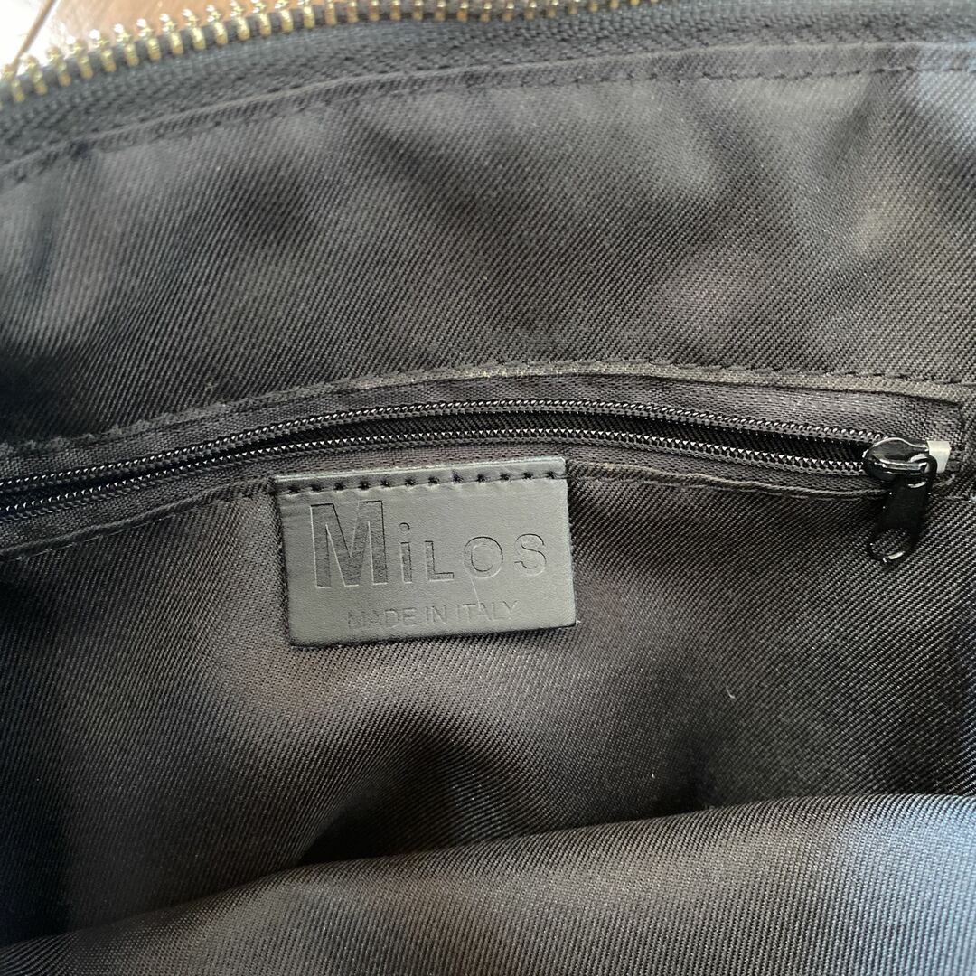 美品ミロス　イタリア製　リアルレザーハンドバッグ　黒　milos 7