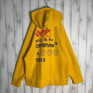 OFF-WHITE - 【正規品・鑑定済み】オフホワイト☆両面ロゴ入りパーカー